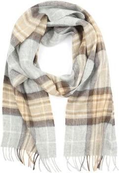 Suitable Sjaal Ruit Merino Wol Beige Grijs