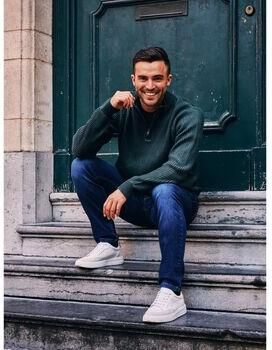 Suitable Sweater Bico Half Zip Trui Donkergroen