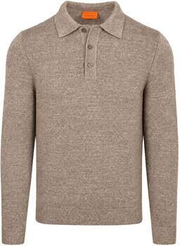Suitable Sweater Button Longue Melange Poloshirt Beige