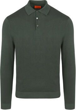 Suitable Sweater Compact Cotton Poloshirt Donkergroen