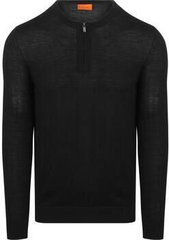 Suitable Sweater Crew Zip Merino Zwart