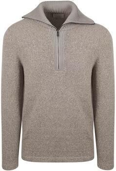 Suitable Sweater Deep Zip Pullover Boiled Wool Taupe