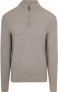 Suitable Sweater Half Zip Pullover Boiled Wool Taupe