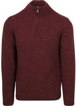 Suitable Sweater Half Zip Trui Donnegal Tweed Eco Wool Bordeaux
