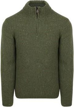 Suitable Sweater Half Zip Trui Donnegal Tweed Eco Wool Groen