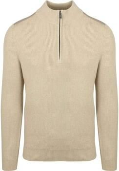 Suitable Sweater Half Zip Trui Patch Ecru