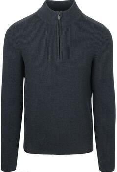 Suitable Sweater Half Zip Trui Patch Navy