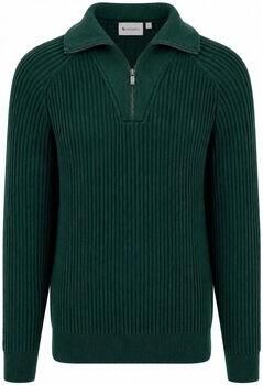 Suitable Sweater Half Zip Trui Sailor Wool Blend Donkergroen