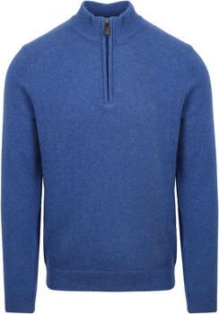 Suitable Sweater Half Zip Trui Wol Blauw