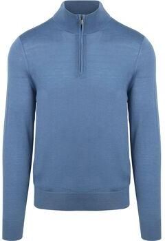 Suitable Sweater Merino Half Zip Trui Ink Blauw