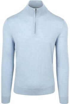 Suitable Sweater Merino Half Zip Trui Lichtblauw