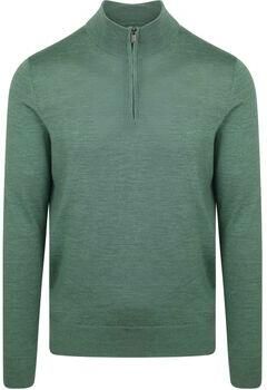 Suitable Sweater Merino Half Zip Trui Mid Groen