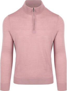 Suitable Sweater Merino Half Zip Trui Roze