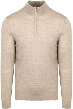 Suitable Sweater Merino Half Zip Trui Sand