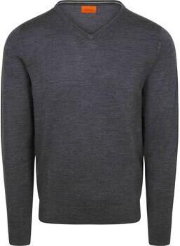 Suitable Sweater Merino Pullover V-Hals Antraciet