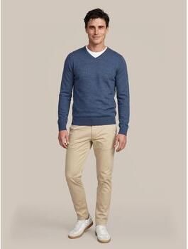 Suitable Sweater Merino Pullover V-Hals Denim Blauw