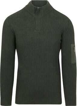 Suitable Sweater Mou Half Zip Trui Donkergroen