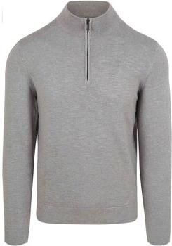 Suitable Sweater Slub Yarn Half Zip Trui Grijs