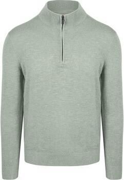 Suitable Sweater Slub Yarn Half Zip Trui Groen