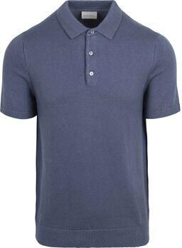 Suitable T-shirt Heavy Knitted Polo Raw Denim Blauw