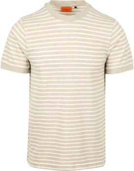 Suitable T-shirt Isaac Stripe Piqué Pebble