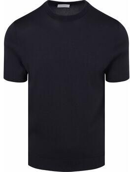 Suitable T-shirt Korte Mouw Knitted T-shirt Wake Navy