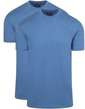 Suitable T-shirt Korte Mouw Obra T-Shirt Hoge Ronde Hals Mid Blauw 2-Pack