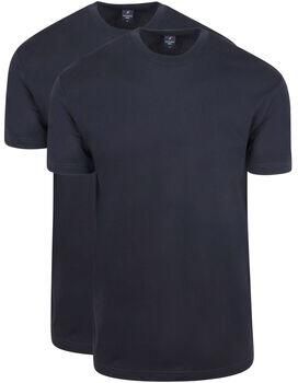 Suitable T-shirt Korte Mouw Obra T-Shirt Hoge Ronde Hals Navy 2-Pack