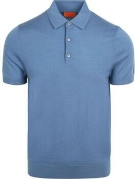 Suitable T-shirt Polo Merinowol Blauw