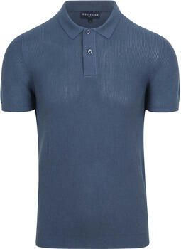 Suitable T-shirt Respect Polo Structure Knit Blauw