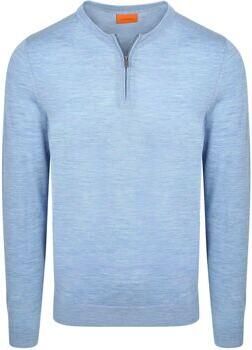 Suitable Trui Crew Zip Merino Lichtblauw