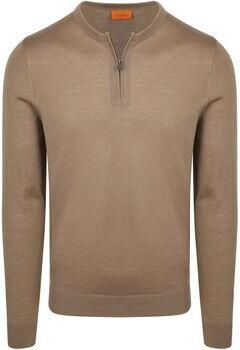 Suitable Trui Crew Zip Merino Taupe