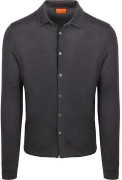Suitable Vest Cardigan Shirt Merino Antraciet