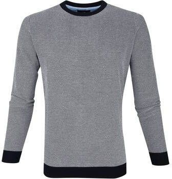 Suitable Sweater Katoen Thomas Pullover Navy Stippen