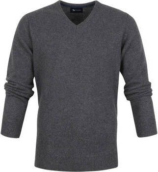 Suitable Sweater Lamswol Trui V-Hals Antraciet