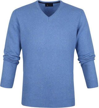 Suitable Sweater Lamswol Trui V-Collier Bleu