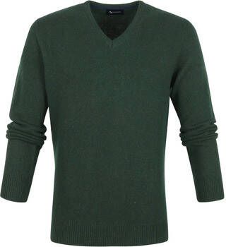 Suitable Sweater Lamswol Trui V-Collier Donkergroen