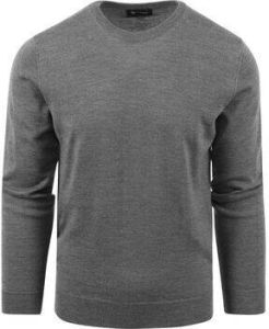 Suitable Sweater Merino Pullover Ronde Hals Antraciet