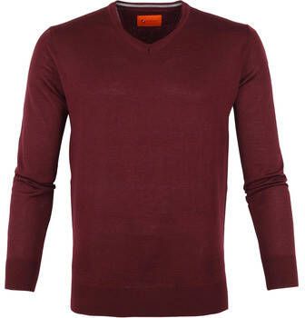 Suitable Sweater Merino Pullover V Bordeaux Rood