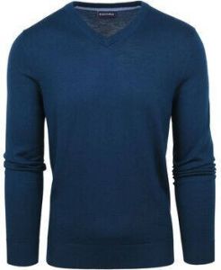 Suitable Sweater Merino Pullover V-Hals Indigo Blauw