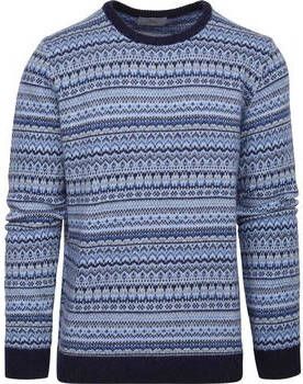 Suitable Sweater Prestige Fair Isle Pullover Blauw