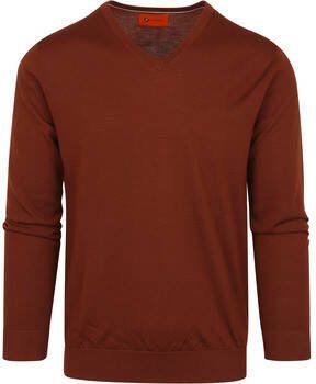 Suitable Sweater Pullover V-Hals Merino Brique