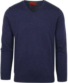 Suitable Sweater Pullover V-Hals Merino Kobalt Blauw