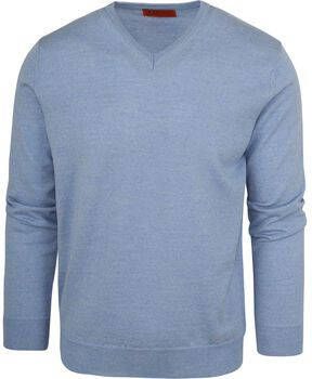 Suitable Sweater Pullover V-Hals Wol Lichtblauw