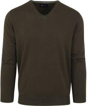 Suitable Sweater Pullover Vini V-Hals Mid Groen
