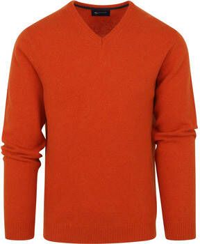 Suitable Sweater Pullover Wol V-Hals Oranje