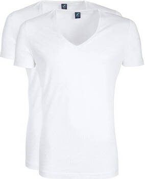 Suitable T-shirt Korte Mouw Vibamboru T-Shirt Diepe V-Hals Wit 2-Pack