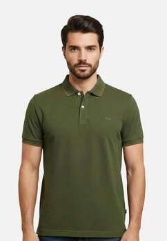 Sun68 T-shirt Poloshirt Small Stripe Collar Olijfgroen