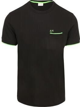 Sun68 T-shirt Korte Mouw Piqué T-Shirt Fluo Stripe Zwart