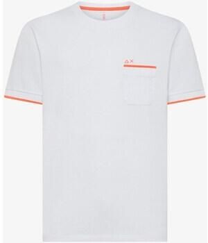 Sun68 Kleine Strepen Manchet T-Shirt Wit White Heren